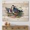 Designart - Vintage Birds In The Wild IV - Traditional Print on Natural Pine Wood